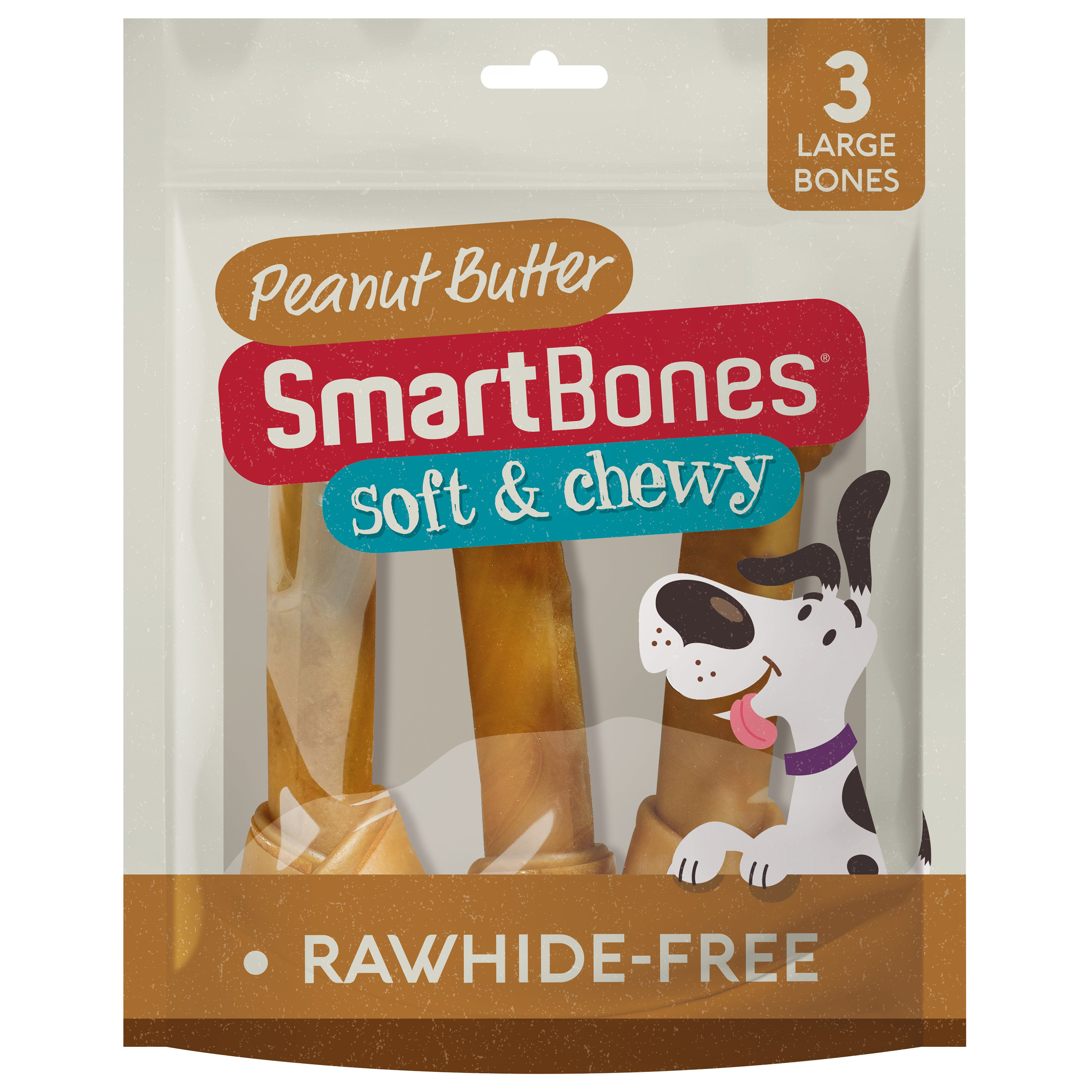 SmartBones Large Breed Dog Bone Chew Peanut Butter