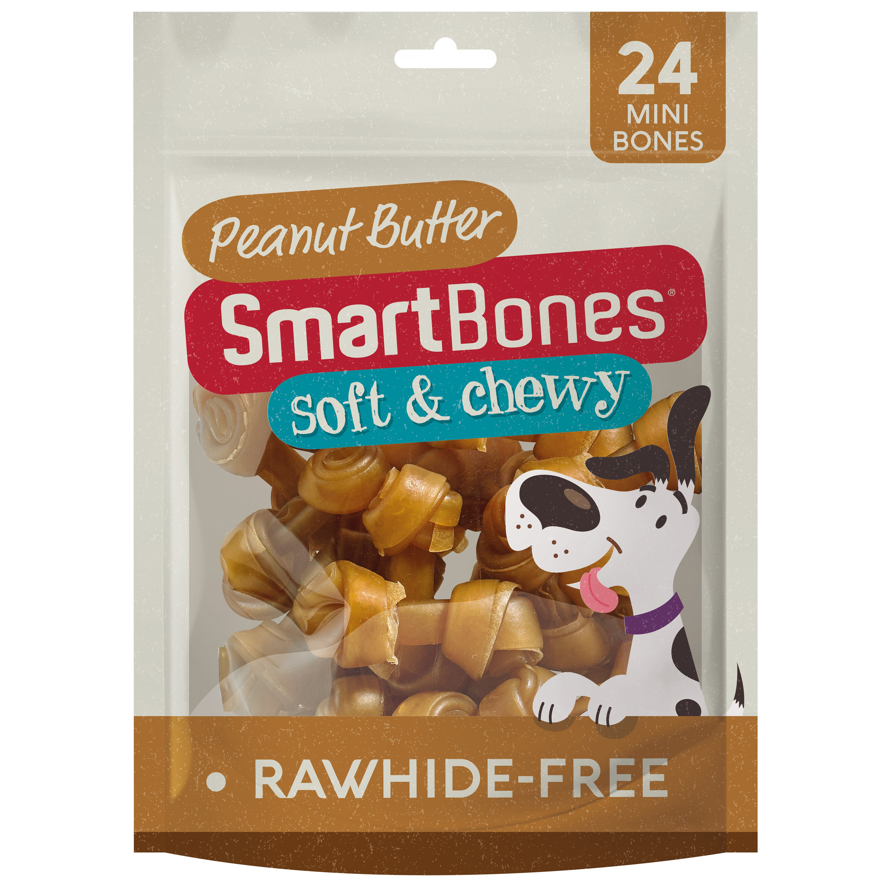 SmartBones Mini Breed Dog Bone Chew Peanut Butter
