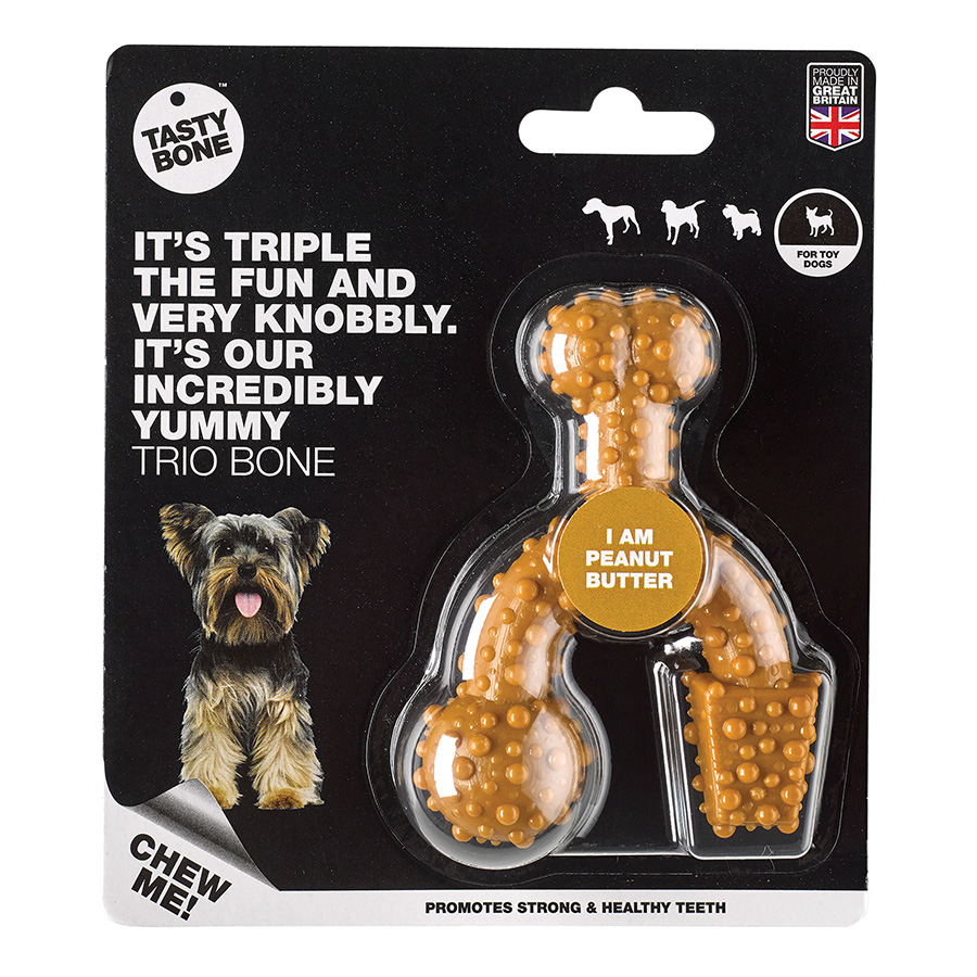 TastyBone Trio Peanut Butter Dog Chew Toy X Small/Small