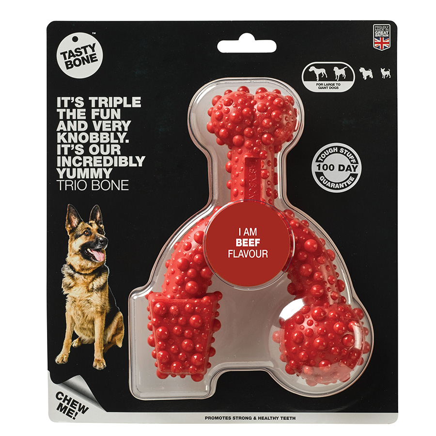 TastyBone Trio Beef Super Tough Dog Chew Toy - Large Breeds