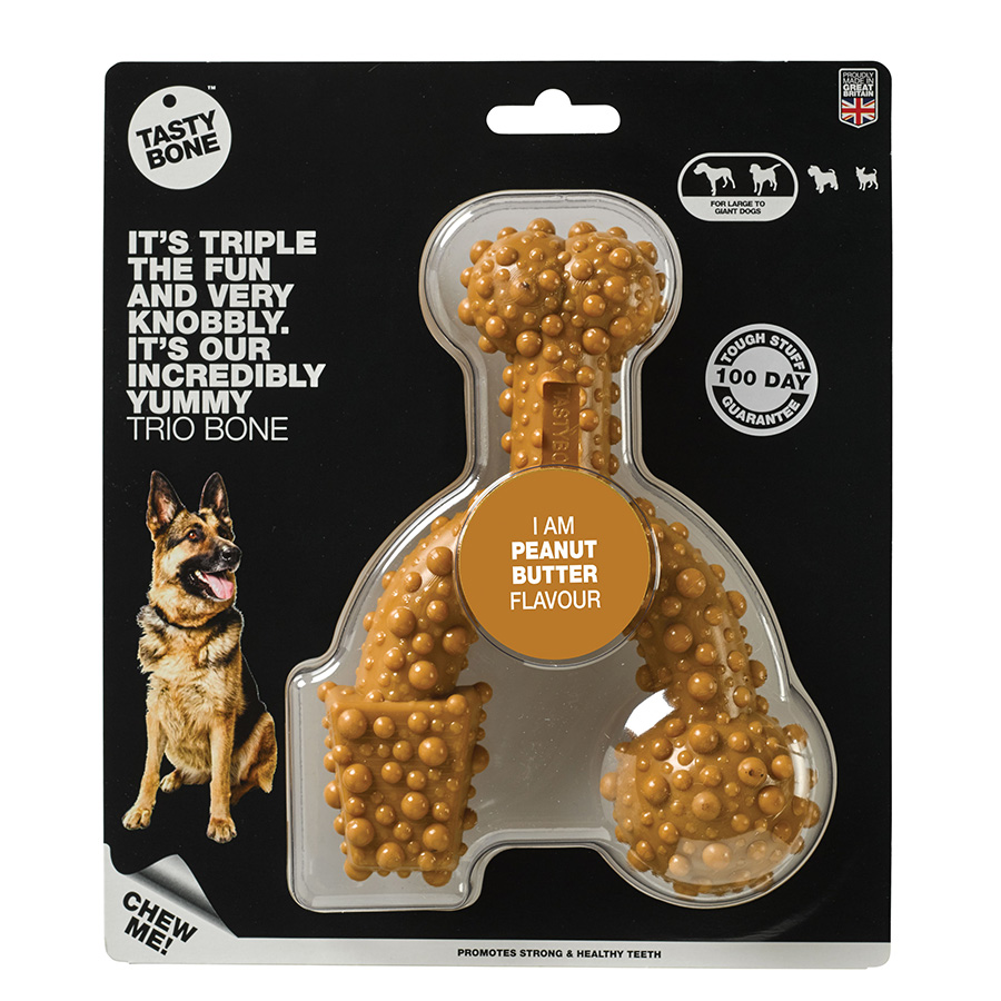 TastyBone Trio Peanut Butter Super Tough Dog Chew Toy - Large Breeds