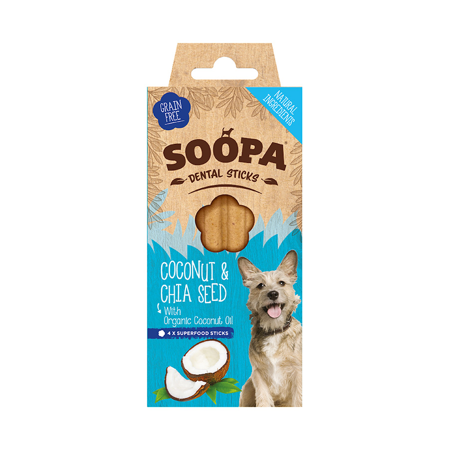Soopa Dental Sticks Dog Treat Coconut & Chia Seed