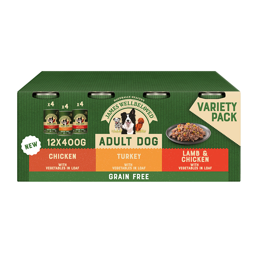 James Wellbeloved Grain Free Adult Wet Dog Food Turkey Lamb Chicken Loaf