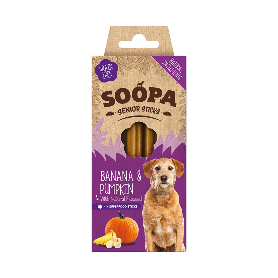 Soopa Banana & Pumpkin Senior Dog Dental Sticks 4 Pack 100g