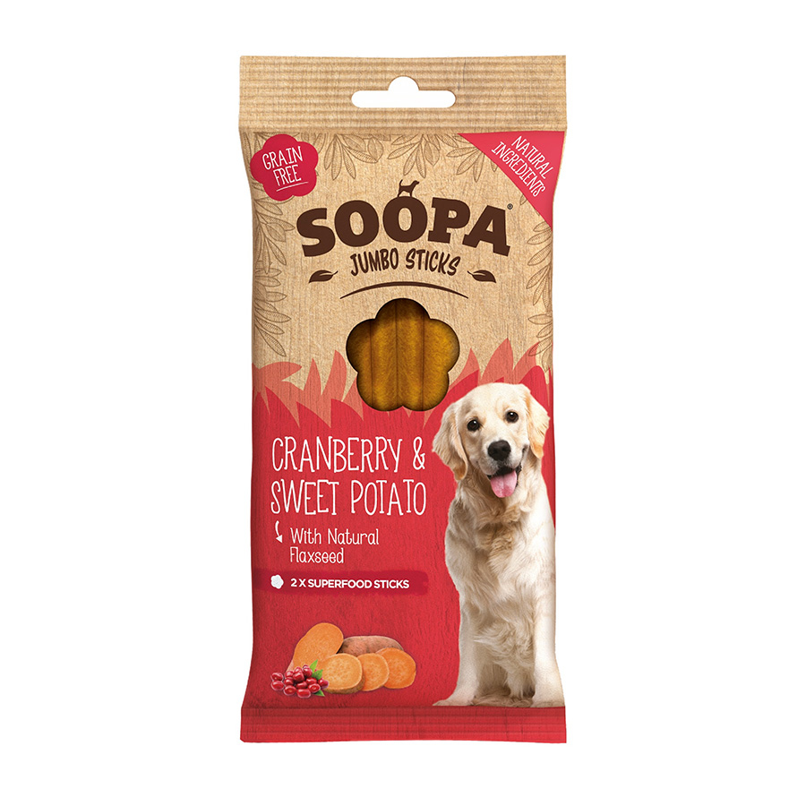 Soopa Vegan Dog Treat Cranberry & Sweet Potato Jumbo Stick