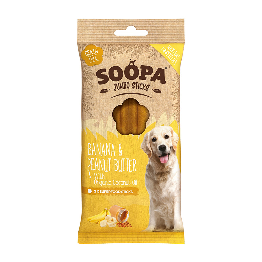 Soopa All Natural Jumbo Stick Dog Treats Banana & Peanut Butter