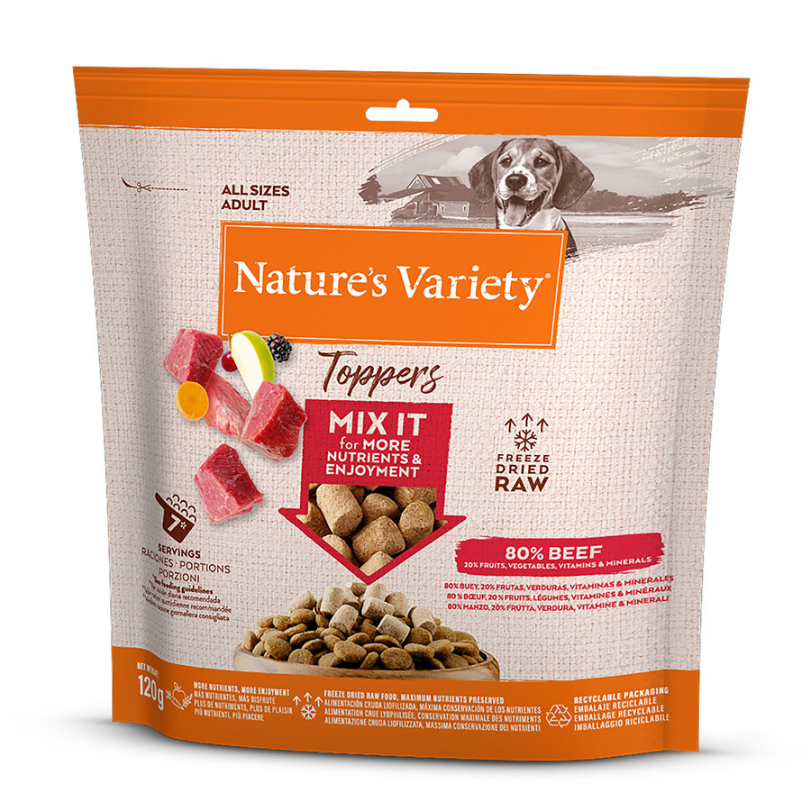 Natures Variety Toppers Large Freeze Dried Adult Dog Food Beef