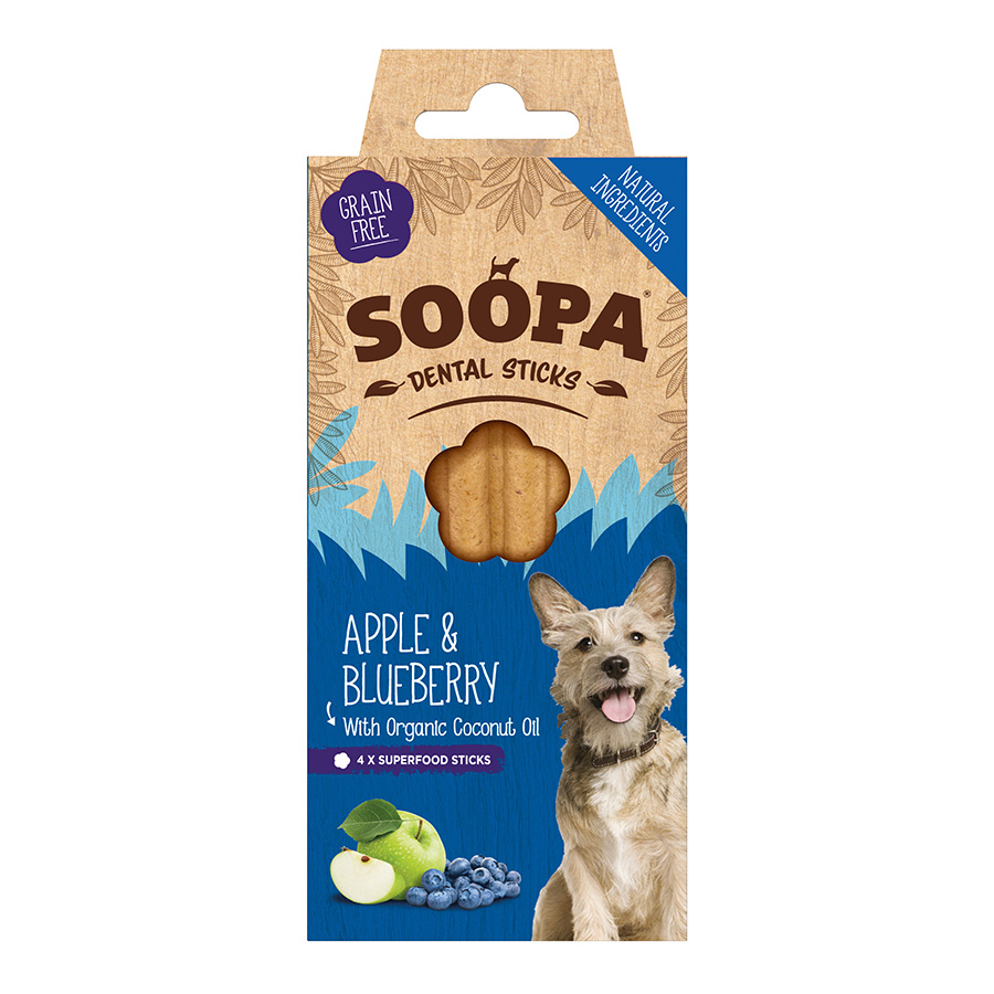 Soopa Dental Sticks Dog Treats Apple & Blueberry