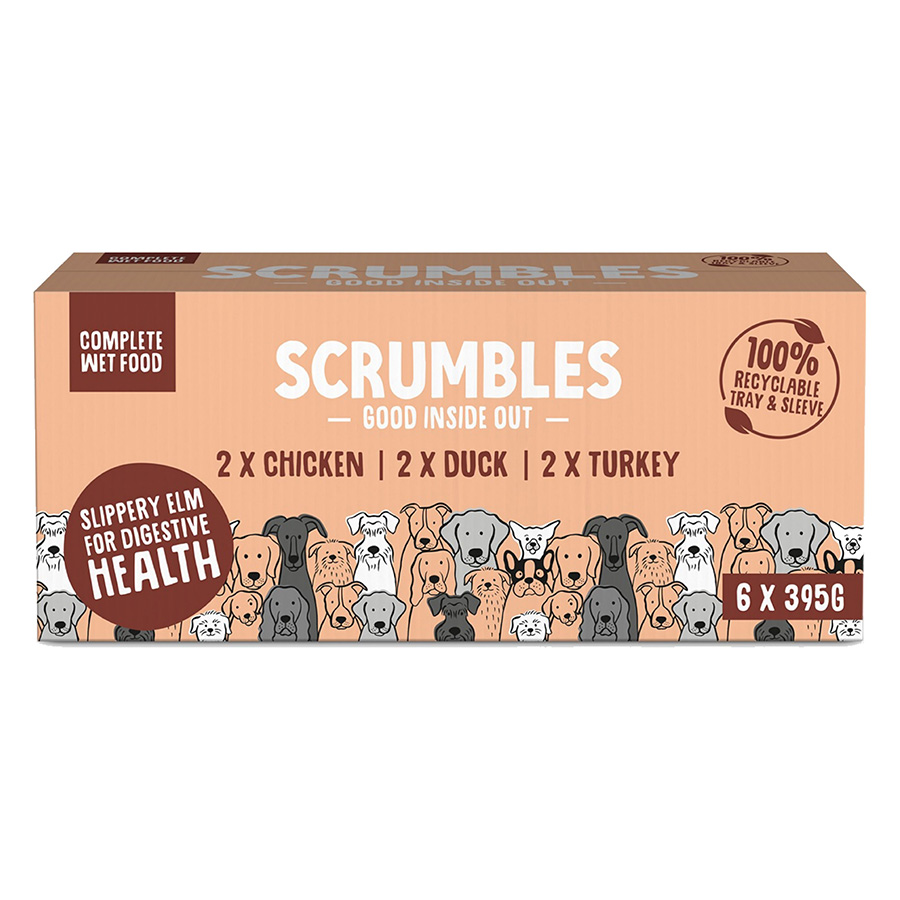 Scrumbles Complete Grain Free Natural Wet Adult Dog Food Meat Selection 6 Trays