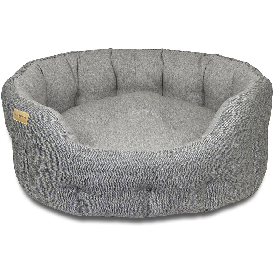 Earthbound Traditional Tweed Dog Bed Steel Grey
